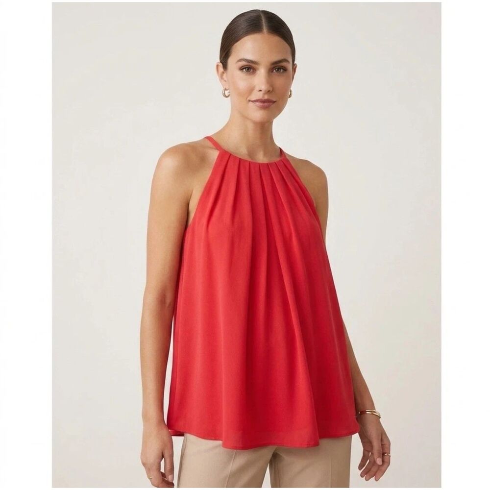 The Drop Bubble Halter Top Womens XXL Sleeveless Red Spaghetti Strap New